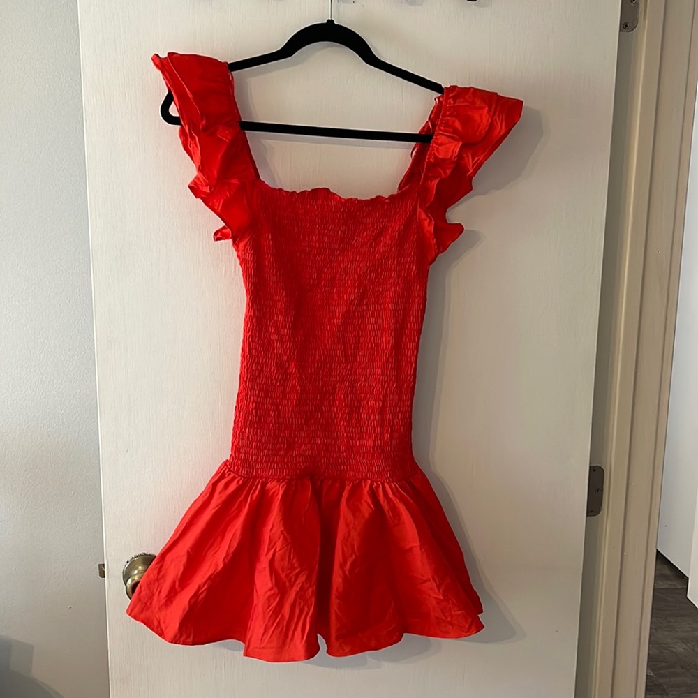 Zara Shirred Ruffle Dress